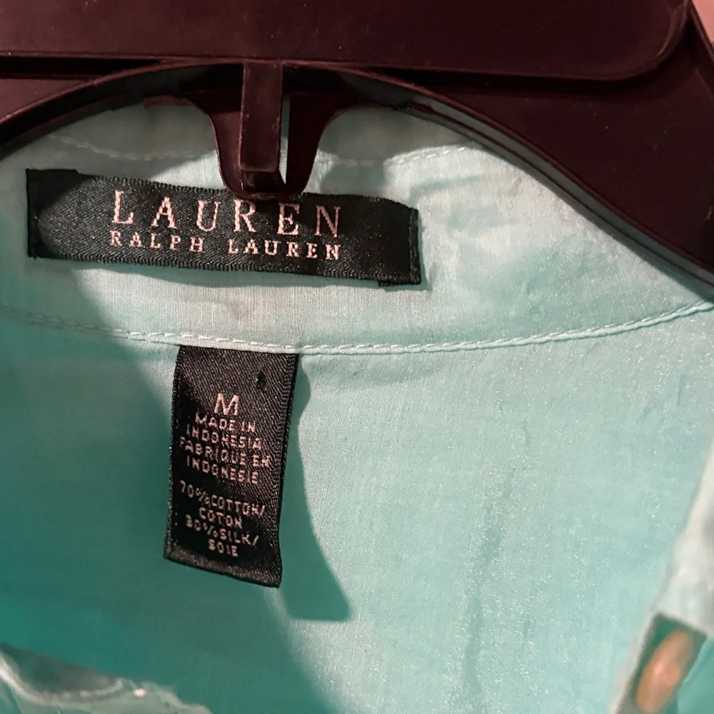 Lauren Ralph Lauren Women's Aqua Blouse - Picture 2 of 3
